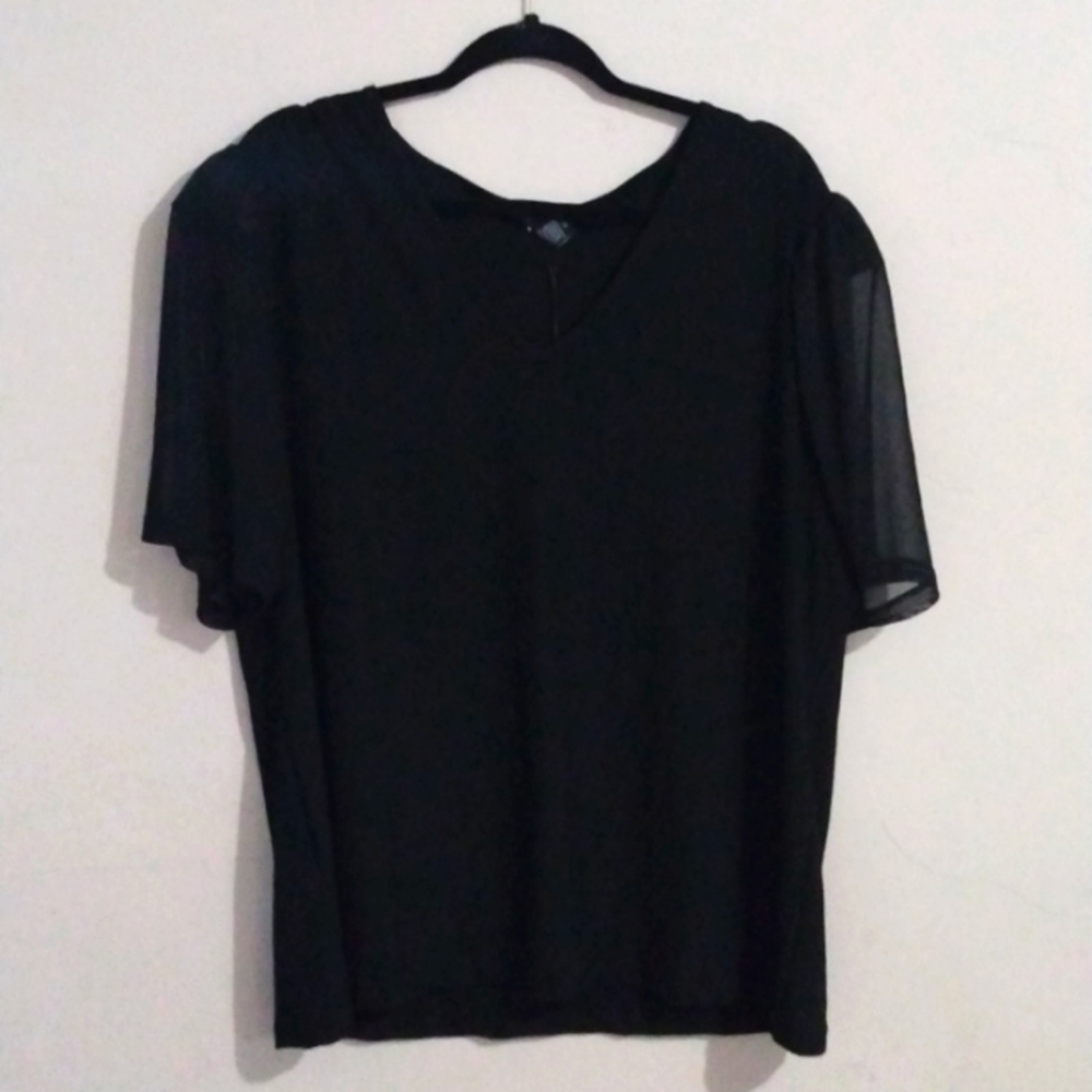 Puffy Sheer Sleeve Top 🖤